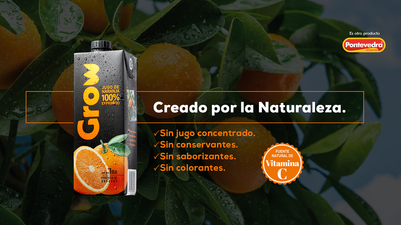 Pontevedra lanzó al mercado Grow, jugo de naranja 100% natural